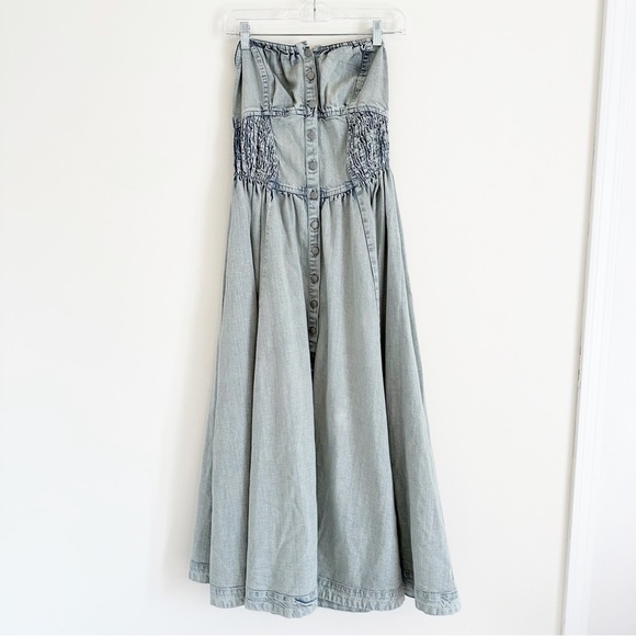 Free People Strapless Denim Midi Dress - Picture 4 of 7